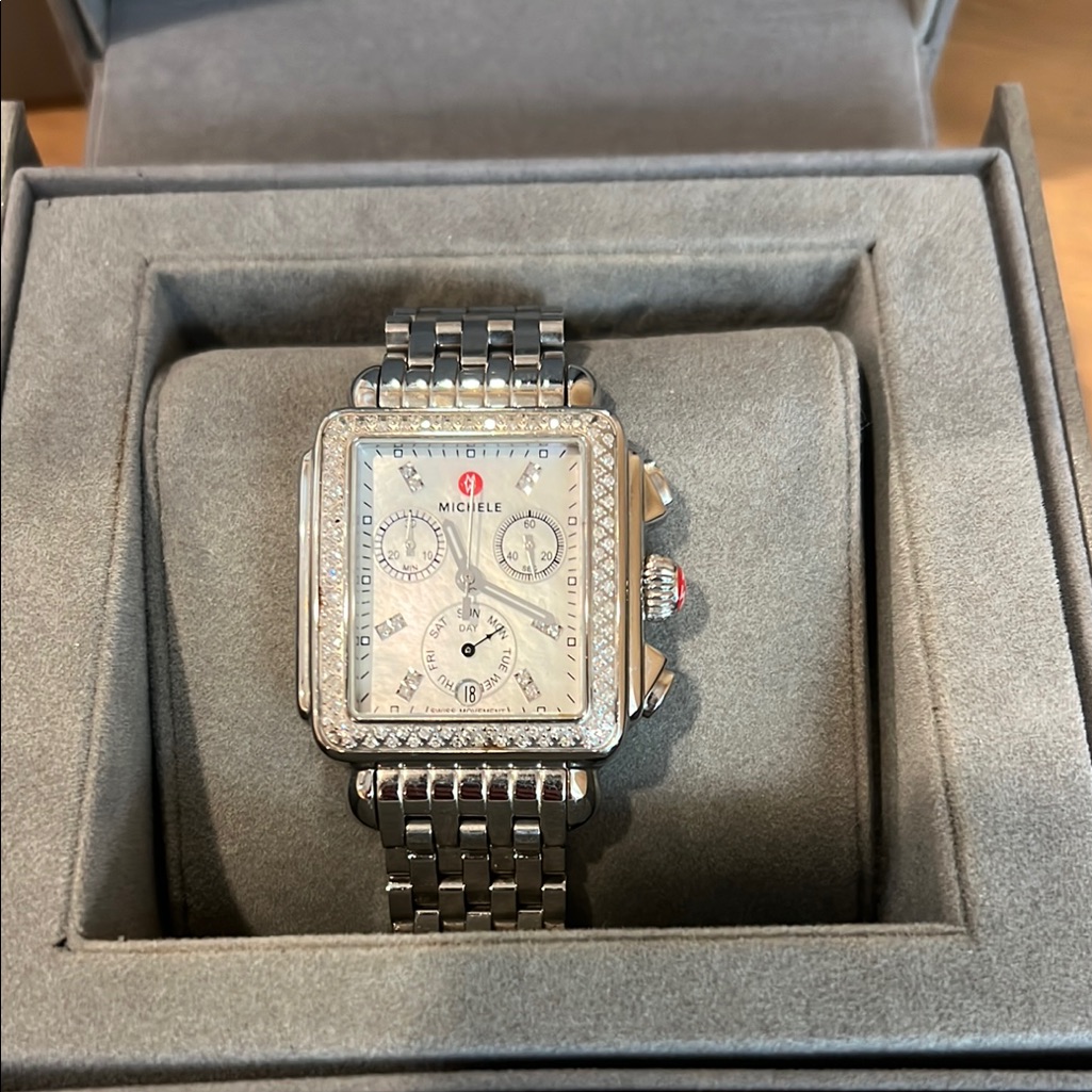 Michelle Silver Watch With Diamond Accents